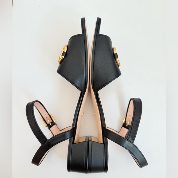 Gucci Nappa Charlotte Black Leather Baby Horsebit open toe Sandals EU 41.5 - Picture 6 of 8